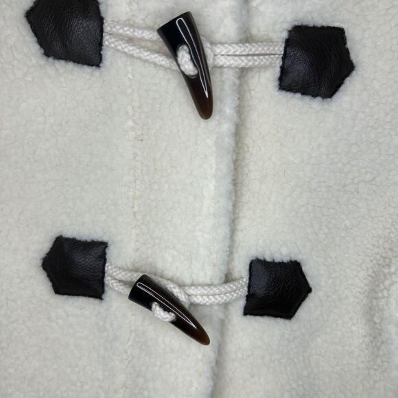 Boden Womens 8 Jacket Elgin Borg Ivory White Sherpa Toggle Buttons Zip Hood - Picture 3 of 6